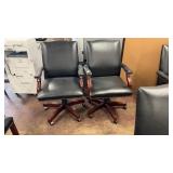 2 Office Swivel Desk Chairs Bonded Leather,