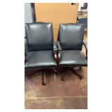 2 Office Swivel Desk Chairs Bonded Leather,