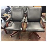 2 Office Swivel Desk Chairs Bonded Leather with