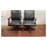 2 Office Swivel Desk Chairs Bonded Leather,
