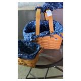 2 Vintage Longaberger Baskets & liners/ insert