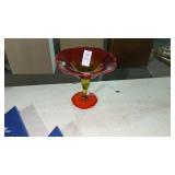 2-Tone Amber Glass Footed Bowl