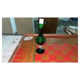 Green Glass Footed Vase