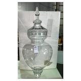 1 clear glass apothecary jar 23 in, & 1 Hurricane