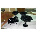 Black Amethyst Footed Glass Bowls