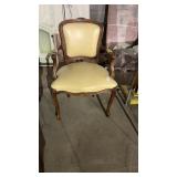 Italian armchair solid wood frame & cream leather