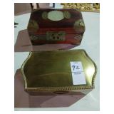 Brass and locking inlaid jewelry box lot