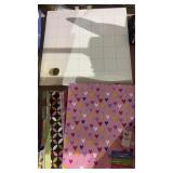 Dry erase board, hole punch, notebooks, binders