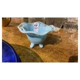 Blue Glass Footed Bowl