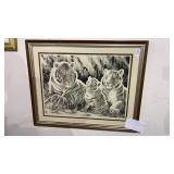 Tiger Family Framed Art Piece by S. Sona