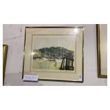 Duietude Woodcut 1930 Harbor Print by Rocco
