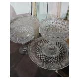 Lot of pressed glass plates, platter etc