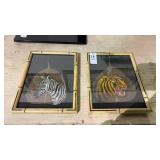 Vintage Zebra and Tiger Hand Paintings on