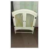Wall Cabinet Cream Wood & textured glass