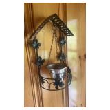 Pair of wrought iron hanging plant holders