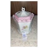 Lidded canister, hand painted