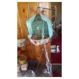 Vintage Metal Birdcage w Tripod Stand