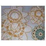 9 Handmade doilies- Yellow - variety of sizes