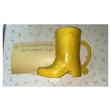 Vintage Yellow Plastic Boot Mug