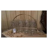1950s White Grape Hightail Glasses and Carrier