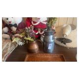 Galvanized metal farmhouse-style milk cans w