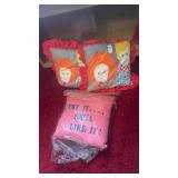 Pair of 1970s pop art pillow