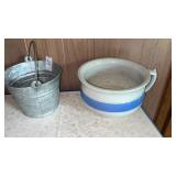 W.E. Ironstone chamber pot & galvanized bucket