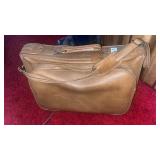 Vintage brown vinyl luggage shoulder tote