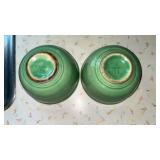 Vintage Sevilla gteen pottery bowls, Fire King