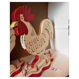 Vintage Wooden Rooster Sewing Caddy