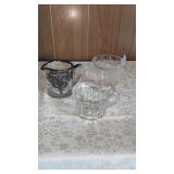 Cream pitchers and glass mug
