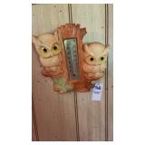 Vintage 1979 chalkware wall plaque thermometer