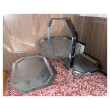 Vintage CHROMIUM PLATED- foldable tiered tray