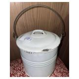 Vintage enamel berry pail with lid