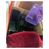 Lot of containers, yard sticks and binders