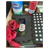 Misc of disinfectant wipes, stepping stool, and