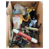 Misc lot, stool, lamp, adaptor, clothes line, etc