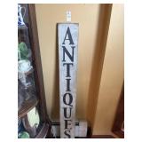 Primitive Wooden "Antiques" Sign