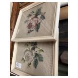 Needle print floral artwork framed set of 2