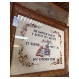 Vintage framed needle print artwork set of 2