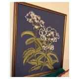 Embroidered floral wall art