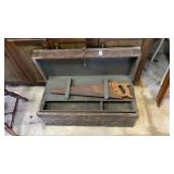 Vintage Wooden Carpenterï¿½s Toolbox with Handsaw
