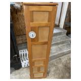 Wooden picture stand with clock & storage