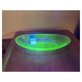 Vintage Uranium Glass Oval Bowl