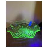 Vintage Uranium Glass Footed Bowl