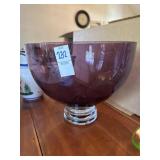 Vintage Amethyst Glass Bowl with Ribbed Base
