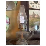 Vintage Glass Oil Lamp with Handle