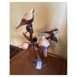 Vintage Danish (MCM) Hand-Carved Birds on Tree