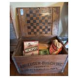 Vintage Anheuser-Busch Wooden Crate with Misc