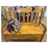 Heart Bench with Storage and 2 Bears